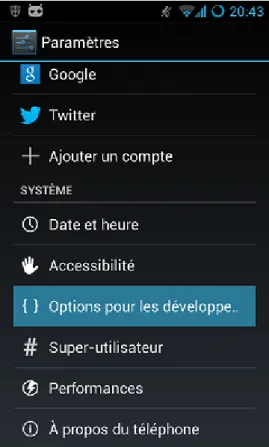 Figure 2.24. – Ce nouveau menu est ouvert, entrez-y Et enfin, dans ce menu, sélectionnez l’option Débogage USB et vous serez prêt :