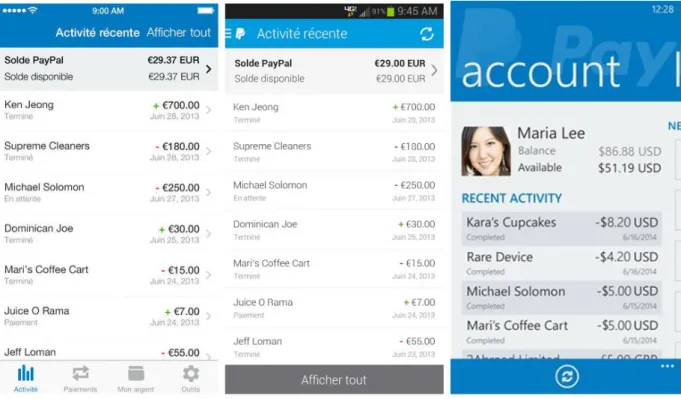 Figure 9 : Exemple d'application avec Titanium Appcelerator (Paypal) 