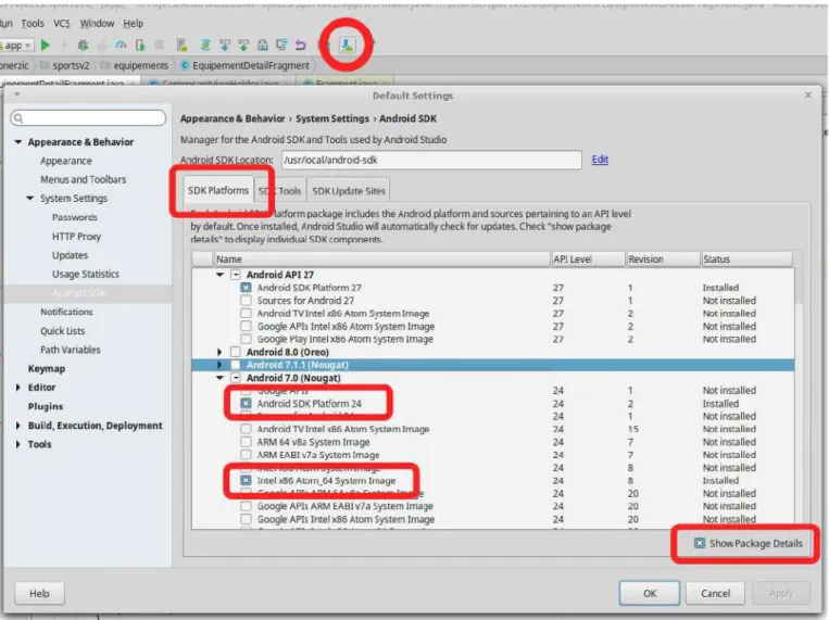 Figure 2: Gestionnaire de paquets Android