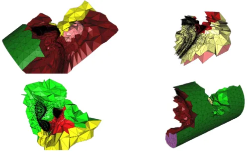 Figure 4: Several Hilbert-based partitions arising from an initial highly anisotropic mesh.