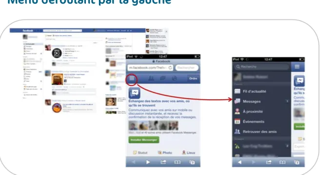 Figure 11 - Facebook intègre un menu déroulant par la gauche sur mobile - https://fr-fr.facebook.com/ 