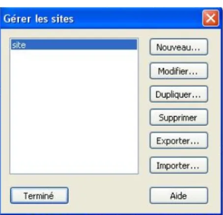 Figure 10: Gérer les sites. 