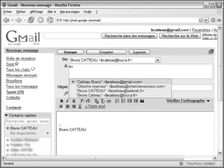 Figure 1.3 : Interface de Gmail avec l’autocomplétion