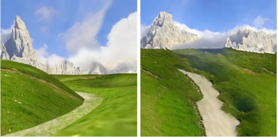 Figure 10: Scene modeled in Maya in 2h30 (left) and by our method in a few minutes (right).