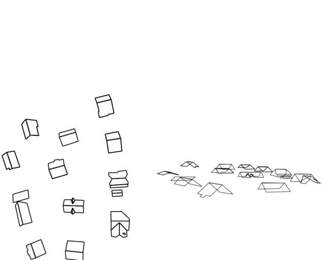 Figure 10: Top-view (left) and side-view (right) of the scene reconstructed after automatic adjust- adjust-ment of the scale factors in order to preserve orthogonality