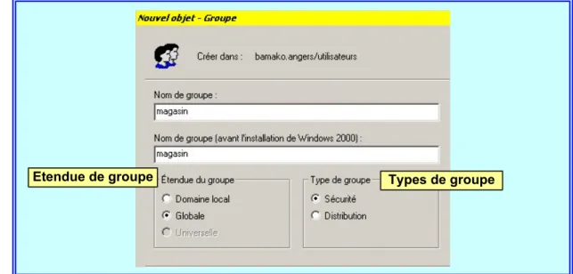 Figure 2 : Types et étendue de groupes.