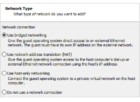 Figure 9 : Choix du type de réseau 