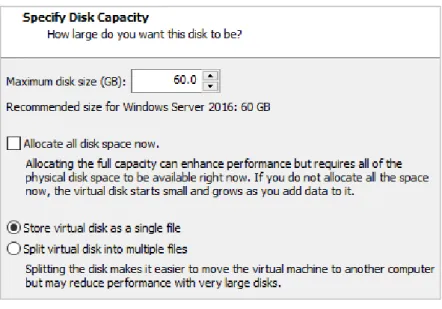 Figure 13 : Choix de la capacité de stockage du disque dur virtuel 