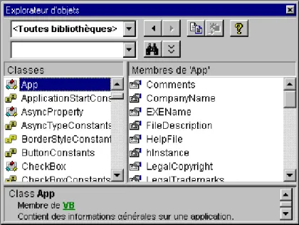 Figure 6. L'explorateur d'objets de VBE 