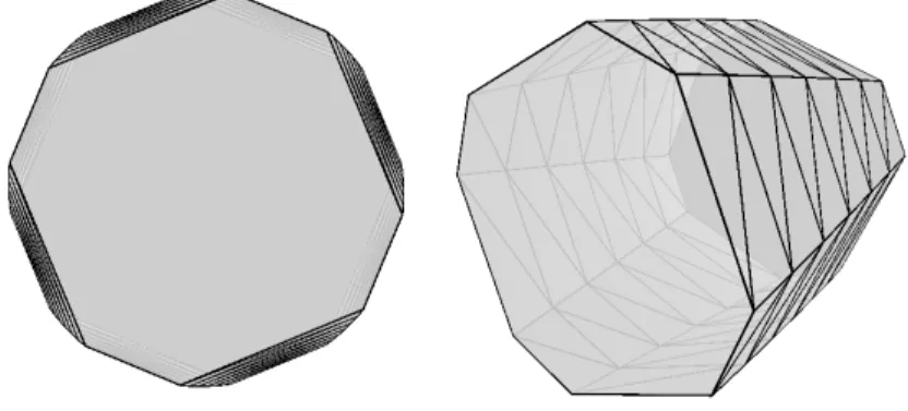 Figure 1: A worst-case linear silhouette (left) of a polyhedron approximating a cylinder.