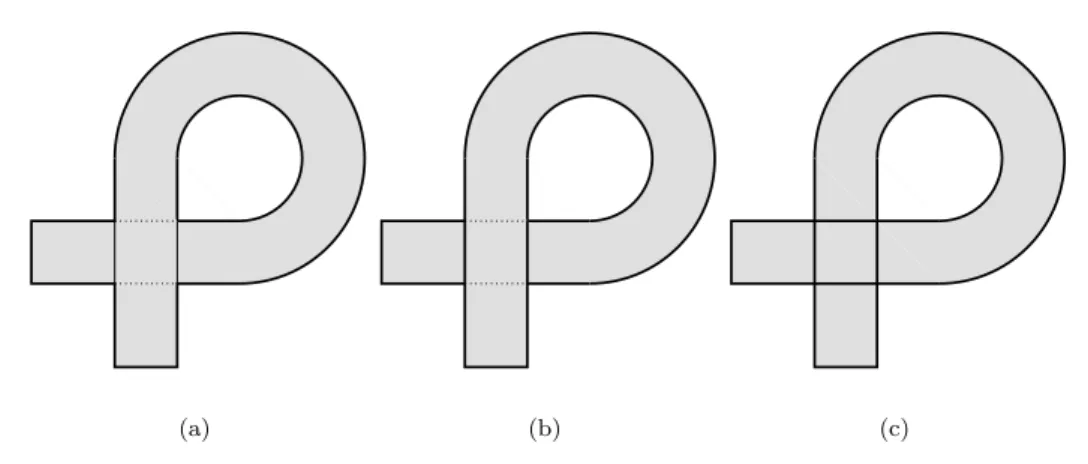Figure 2: Three different notions of silhouettes: (a) outline of a solid, as cast by its shadow, (b) rim of an opaque object, and (c) rim of a transparent object.