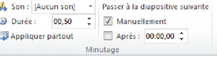 Figure 37 – Le bloc « Accès à cette diapositive ». 