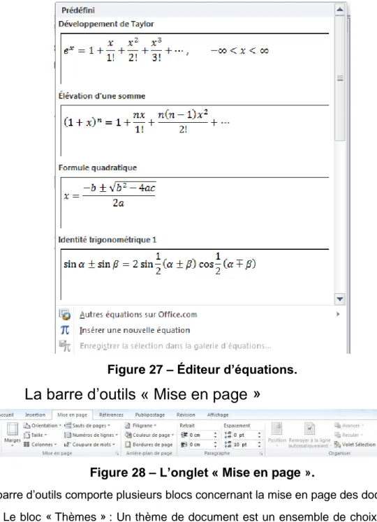 Figure 27 – Éditeur d’équations. 