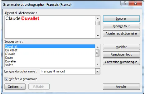 Figure 51 – Vérification de la grammaire et de l’orthographe. 