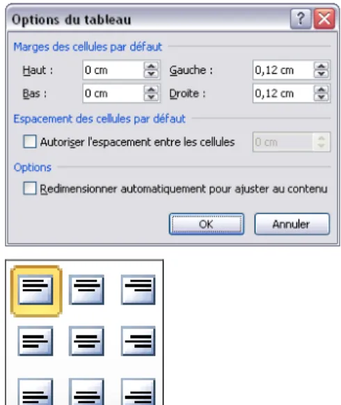 TABLEAU : MISE EN FORME  