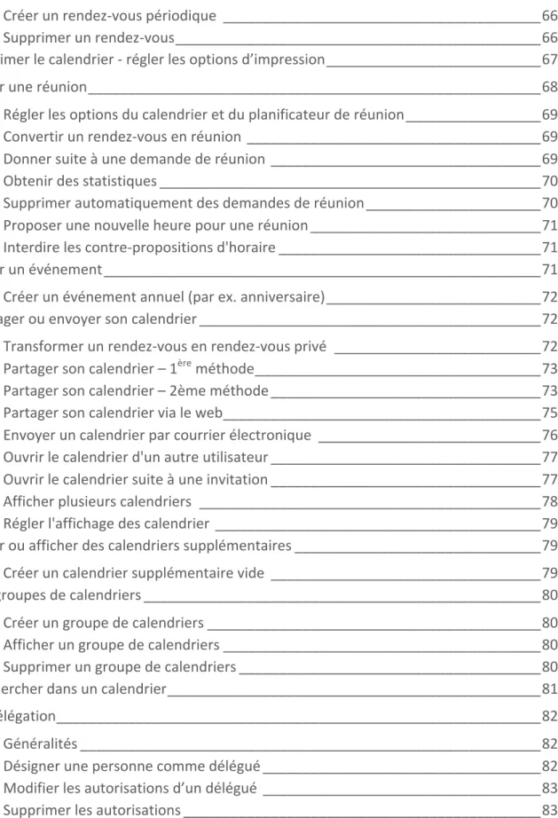 Table   des   matières    Page   V      