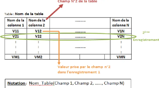 Fig 1 : structure d’une Table 