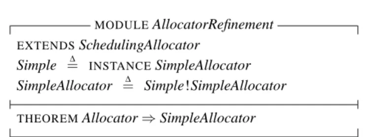 Figure 8: A module asserting refinement of the allocator specifications.