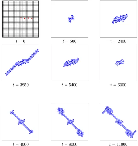 Figure 6: Initial condition is: (0, 0, North ), (3, 0, South ), (6, 0, North ), (9, 0, South )