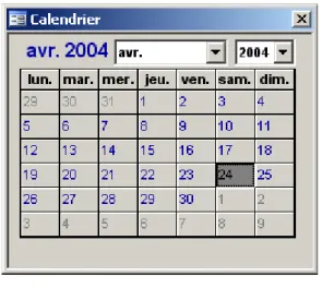 Figure 6 Calendrier Access 