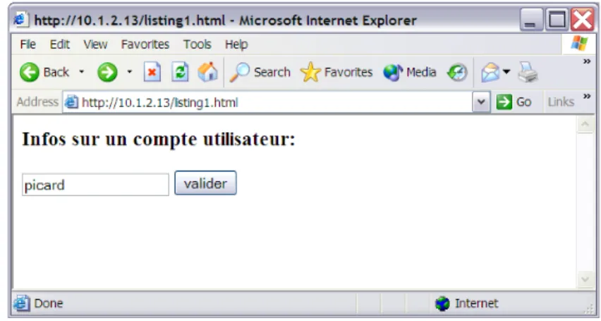 Figure 2-1. Formulaire web permettant l’injection des commandes 