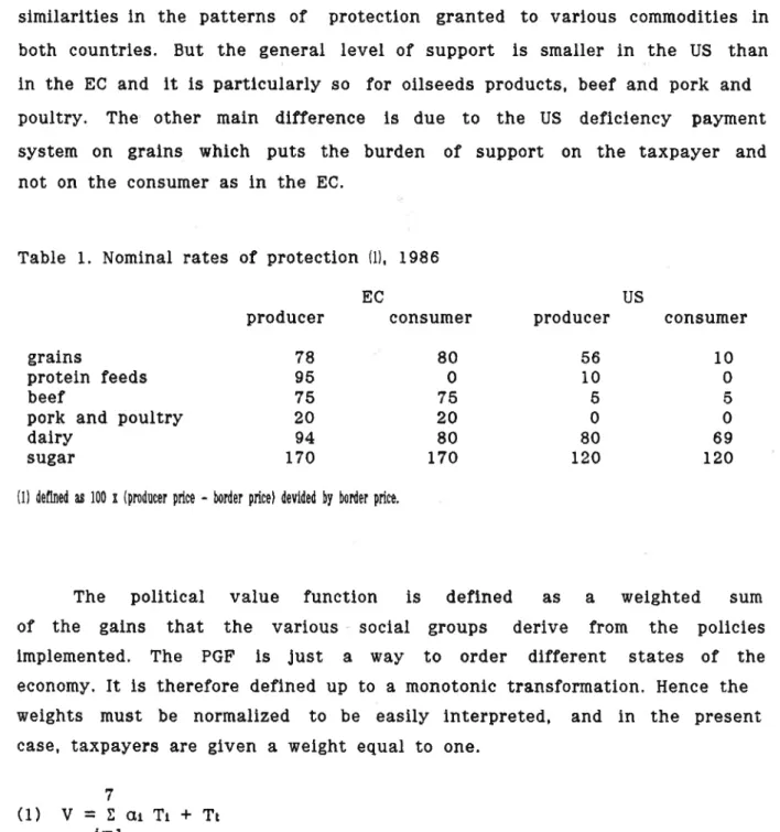Table 1.  Nominal  rates  of  protectlon  {l),  1986