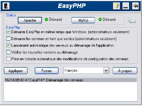 Figure 15 - Interface graphique d'Easy-PHP 