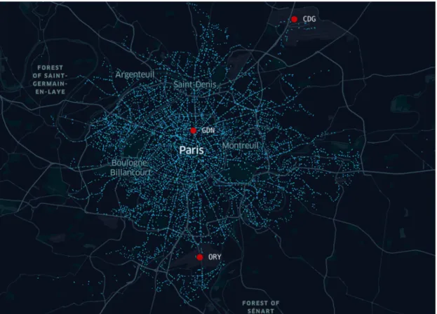 Figure 3: Illustration of the 25757 stops of the RATP in the Paris area