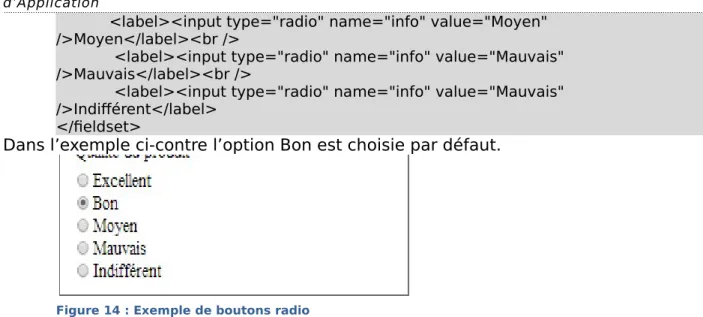 Figure 14 : Exemple de boutons radio