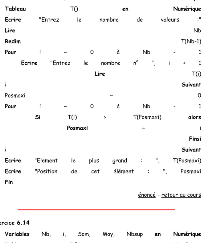 Tableau  T()  en  Numérique 