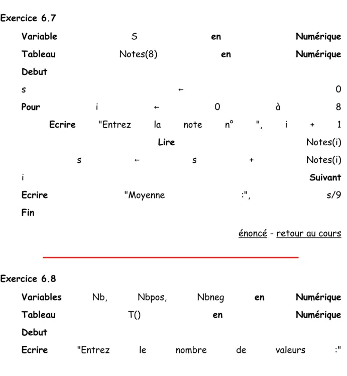 Tableau  Notes(8)  en  Numérique 