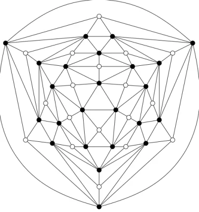 Figure 2.7 – Graphe bicolorié après réduction où tous les sommets noirs sont de degré 7.