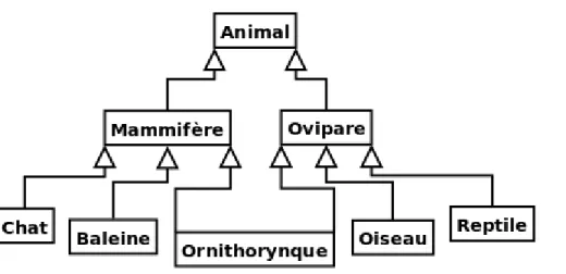 Figure 3.20: Partie du règne animal décrit avec  l’héritage multiple.