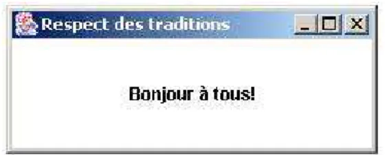 Fig. 9 – Une version Swing de l’incontournable  PRINT "HELLO" 