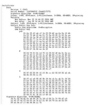 Figure 10: Content of a X.509 Certiate