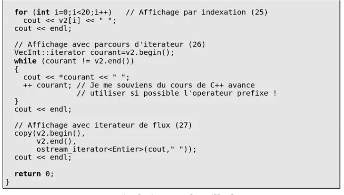 Figure 3.1 Résultat du programme d’essai sur vector
