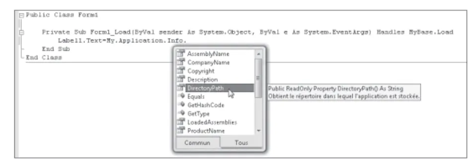 Figure 3.51 Intellisense facilite   la saisie du code.