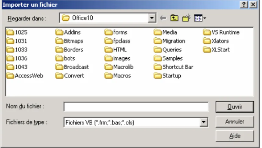 Figure 11 : Boîte de dialogue Importer un fichier 