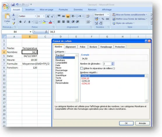 Figure 3: La boite de dialogue Nombre