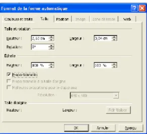 Figure 14 : La boîte de dialogue permettant de redimensionner la forme 