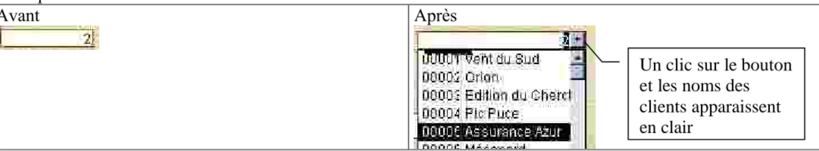 Table contenant les données à afficher  dans la zone de liste