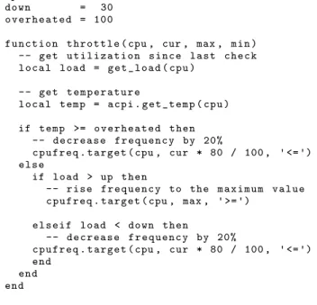 Figure 1. Lua script for controlling CPU frequency
