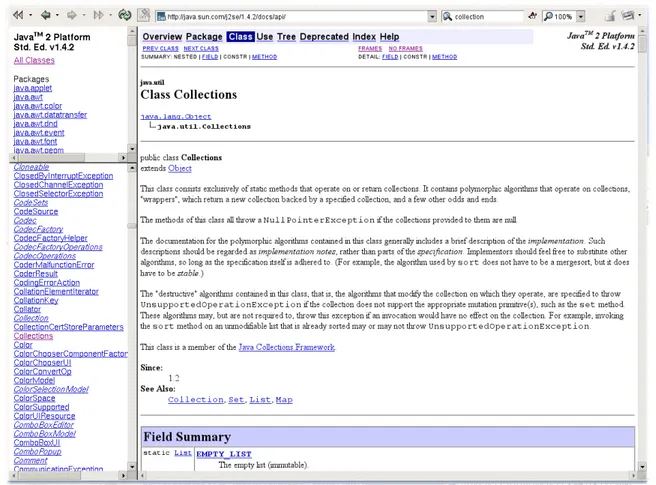 Figure 5.1: Documentation Java de la classe Collection