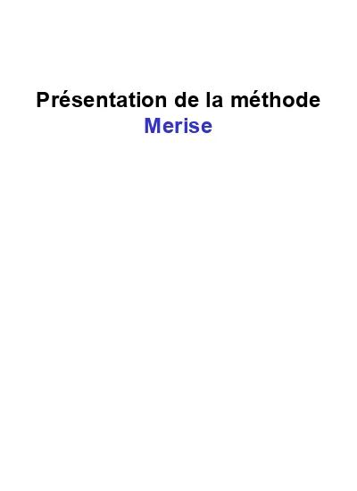 Ppt Présentation De La Méthode Merise Cours Merise 