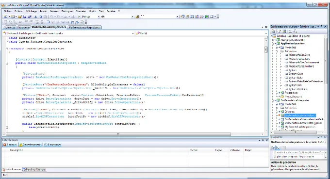 Figure 1 - Aperçu de l'environnement de développement Microsoft Visual Studio. 