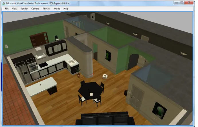 Figure 2 – Environnement de simulation de Microsoft Robotics Developer Studio : robot dans un appartement