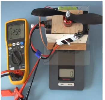 Fig. 13. Setup for observation of thrust v/s voltage relation  TEST &amp; RESULTS: 