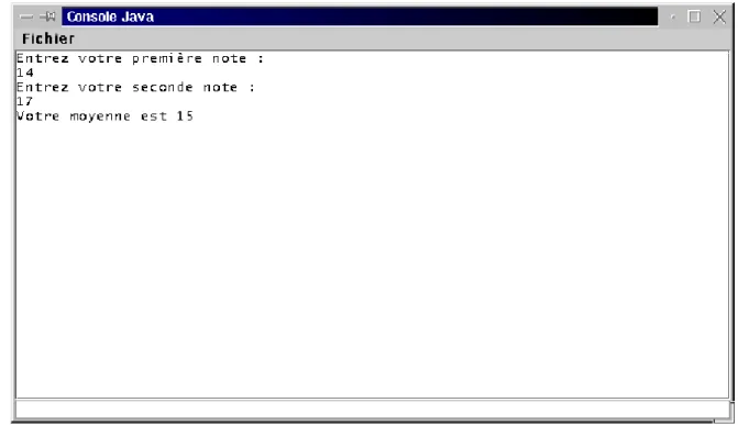 Fig. 3.3 – La console apr`es les deux saisies void start()