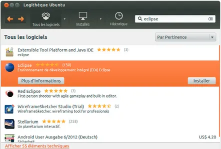 Figure A-21   Installation d’Eclipse  sous Ubuntu