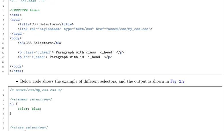 Fig. 2.2: Selectors : element, class and id